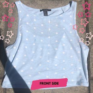 FOREVER 21 BABY BLUE CROPPED TANK W POLKA DOTS